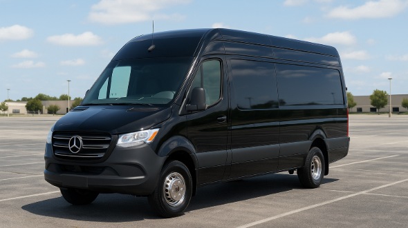 Exterior of Pleasanton Party Bus Company's 14 Passenger Sprinter Limousine in Pleasanton