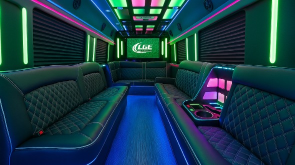 Interior of Redwood City Party Bus Company's 20 Passenger Party Bus in Redwood City