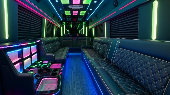 Interior of Sunnyvale Party Bus Company's 20 Passenger Party Bus in Sunnyvale