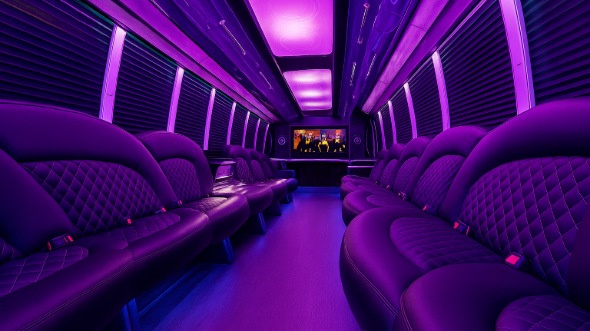 Interior of Pleasanton Party Bus Company's 25 Passenger Party Bus in Pleasanton