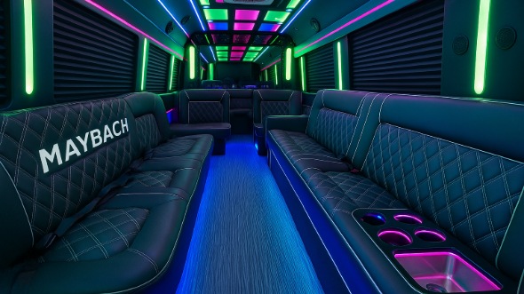 Interior of Pleasanton Party Bus Company's 30 Passenger Party Bus in Pleasanton