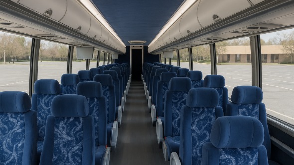 Interior of San Jose Party Bus Company's 40 Passenger Charter Bus in San Jose