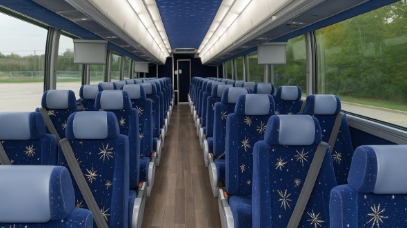 Interior of San Jose Party Bus Company's 44 Passenger Charter Bus in San Jose