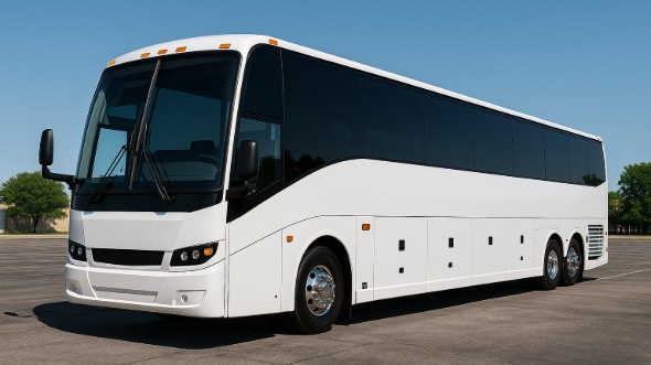 Exterior of San Jose Party Bus Company's 44 Passenger Charter Bus in San Jose