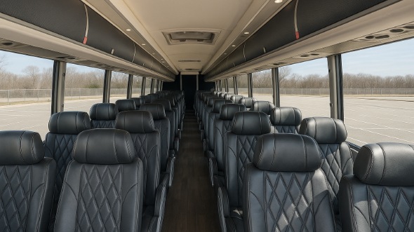 Interior of San Jose Party Bus Company's 45 Passenger Charter Bus in San Jose