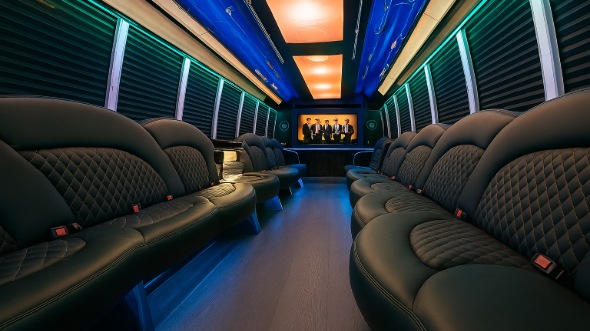 Interior of Palo Alto Party Bus Company's 50 Passenger Party Bus in Palo Alto