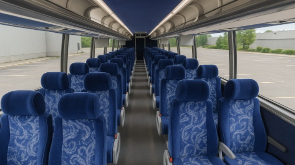 Interior of San Jose Party Bus Company's 51 Passenger Charter Bus in San Jose