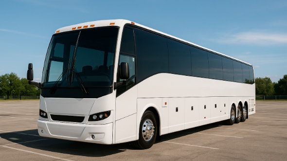 Exterior of San Jose Party Bus Company's 55 Passenger Charter Bus in San Jose