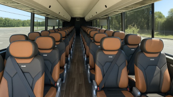 Interior of San Jose Party Bus Company's ADA Charter Bus in San Jose