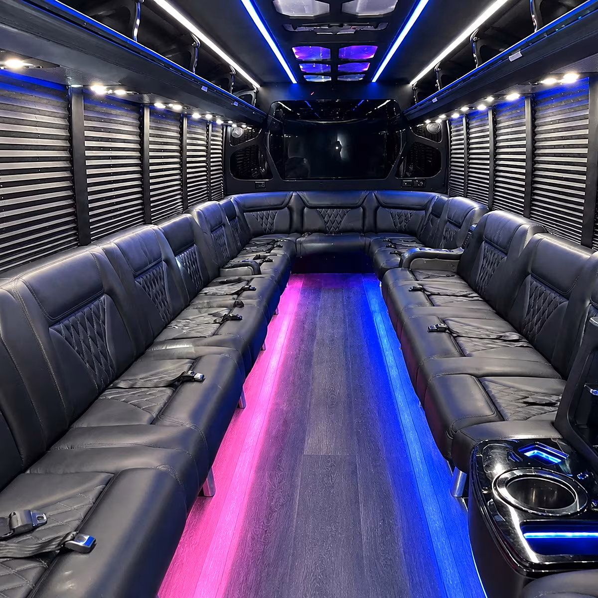 San Jose Private Event Transportation party bus interior